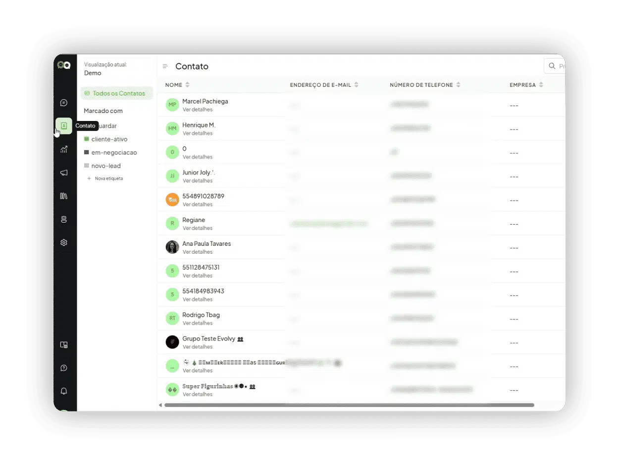 1 tela de contatos