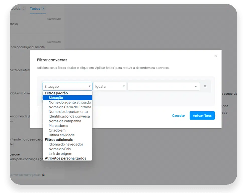 Filtros de Atendimento nexloo